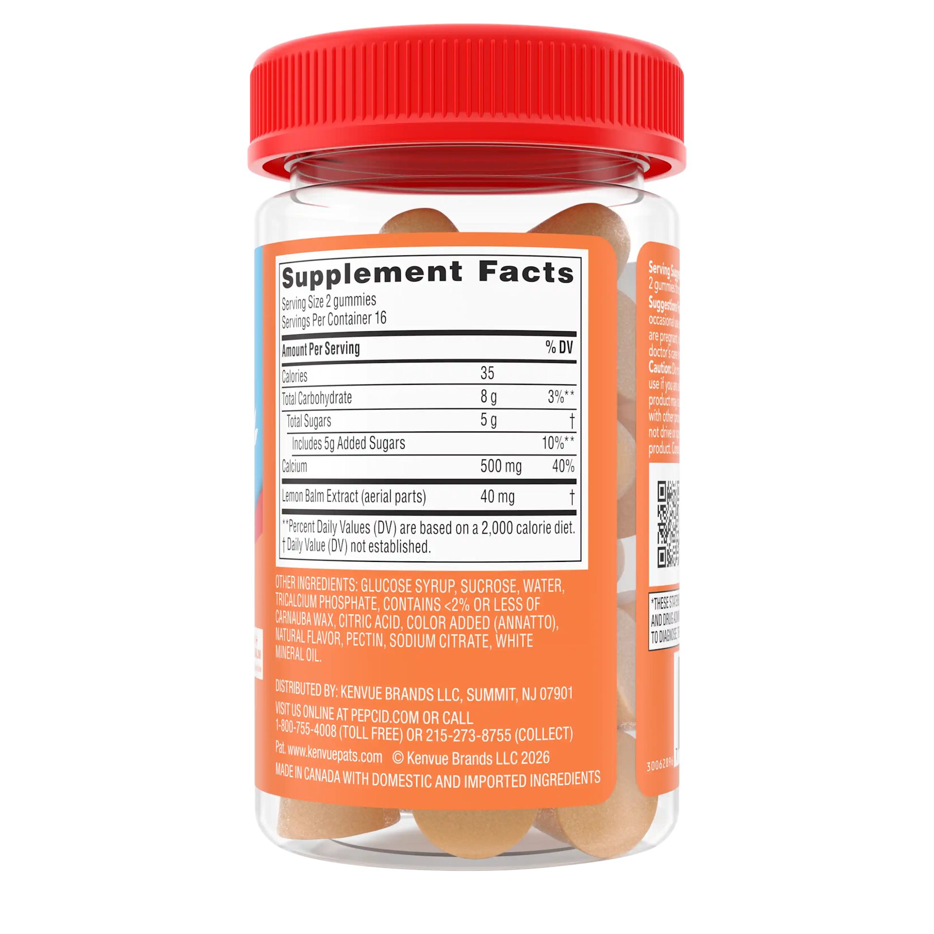 PEPCID® Soothing Gummies Heartburn + Stress Relief Supplement Facts