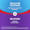 Heartburn relief with Tricalcium Phosphate and Melatonin, supporting restful sleep in a dietary supplement.