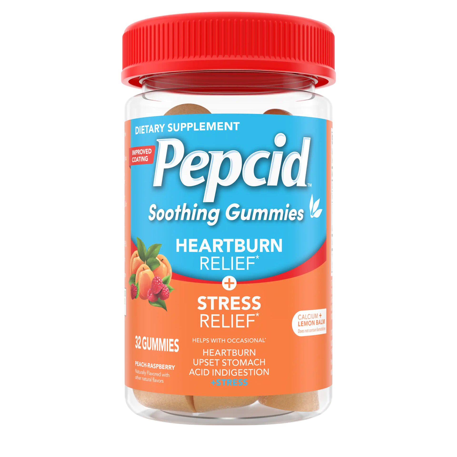 PEPCID® Soothing Gummies Heartburn + Stress Relief front of bottle