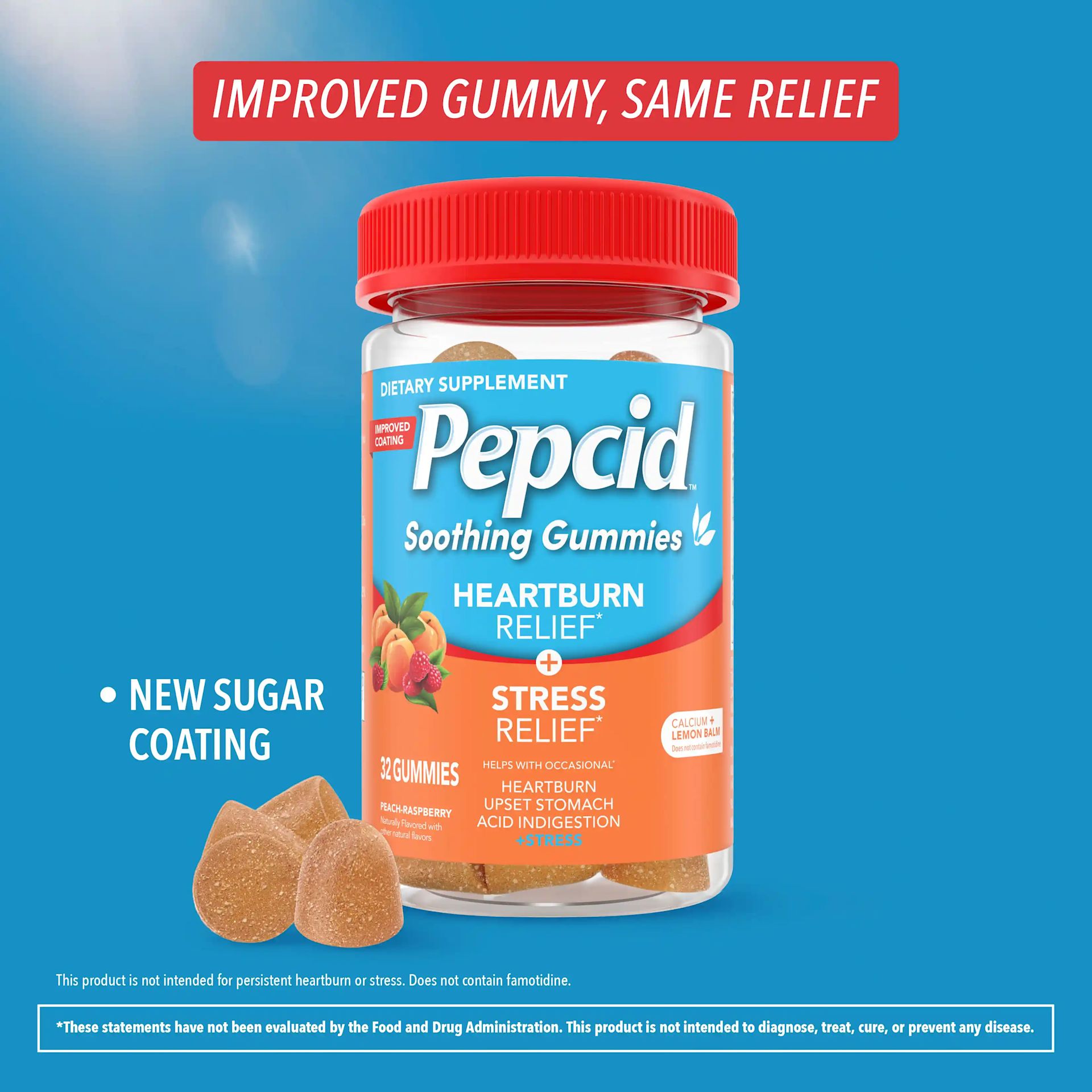 PEPCID® Soothing Gummies Heartburn + Stress Relief new bottle 