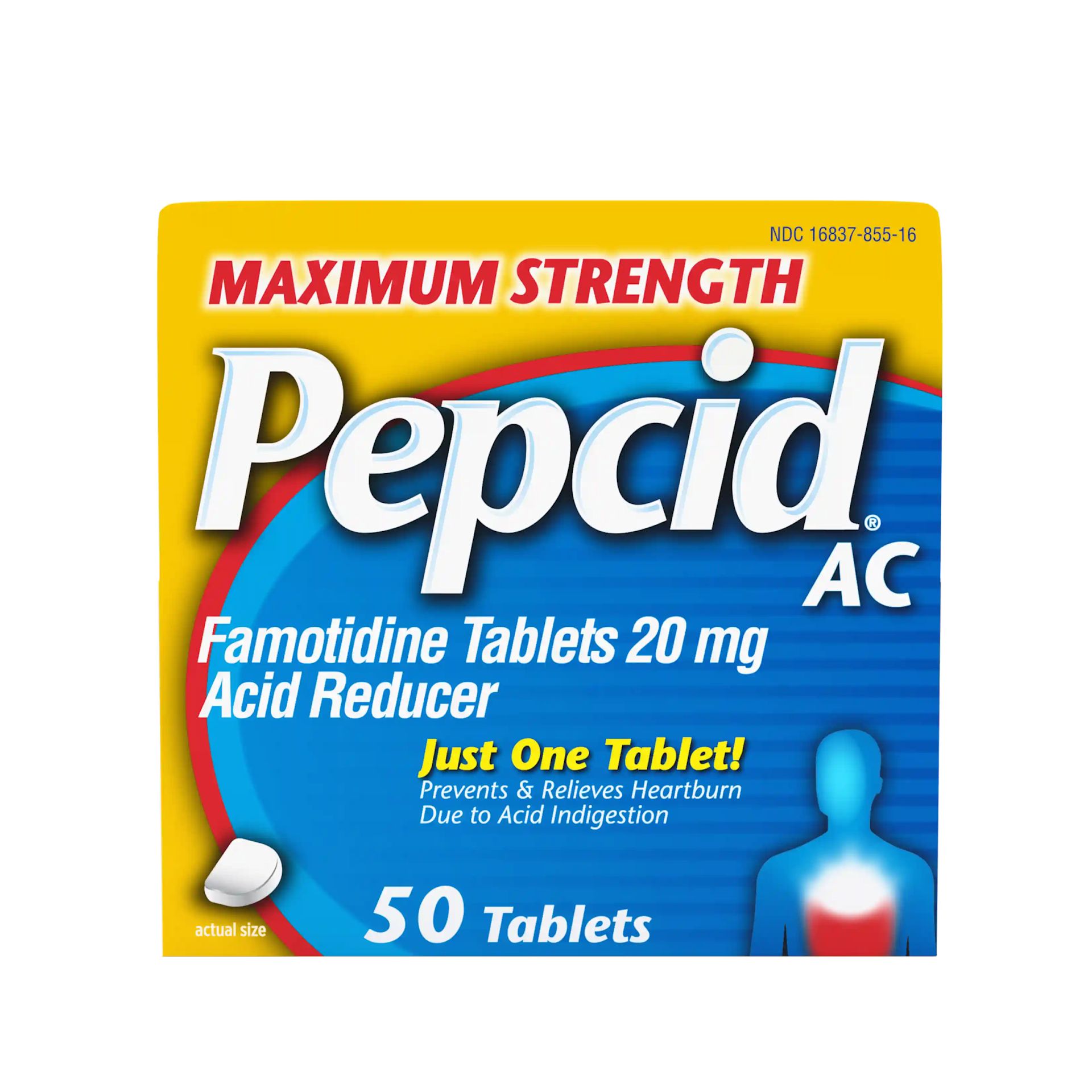 Maximum Strength PEPCID AC® Tablets front pack