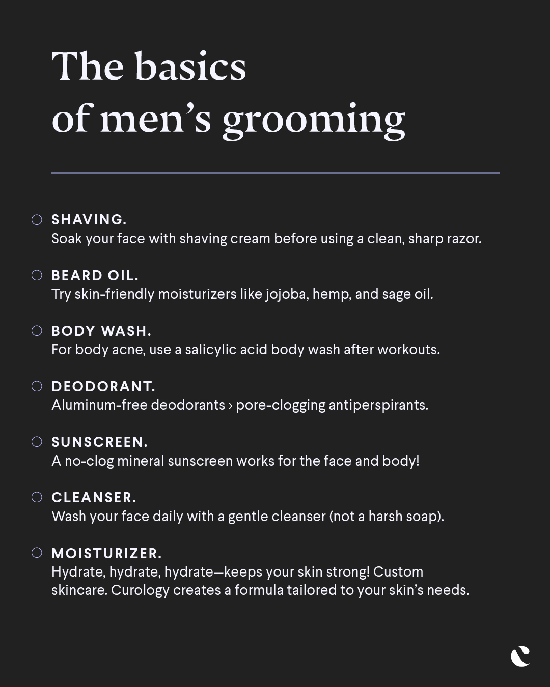 Men's grooming basics infographic