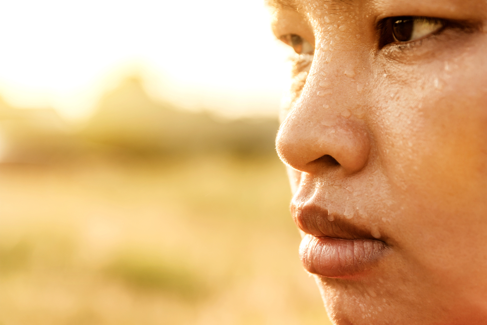 Man sweating after working out
