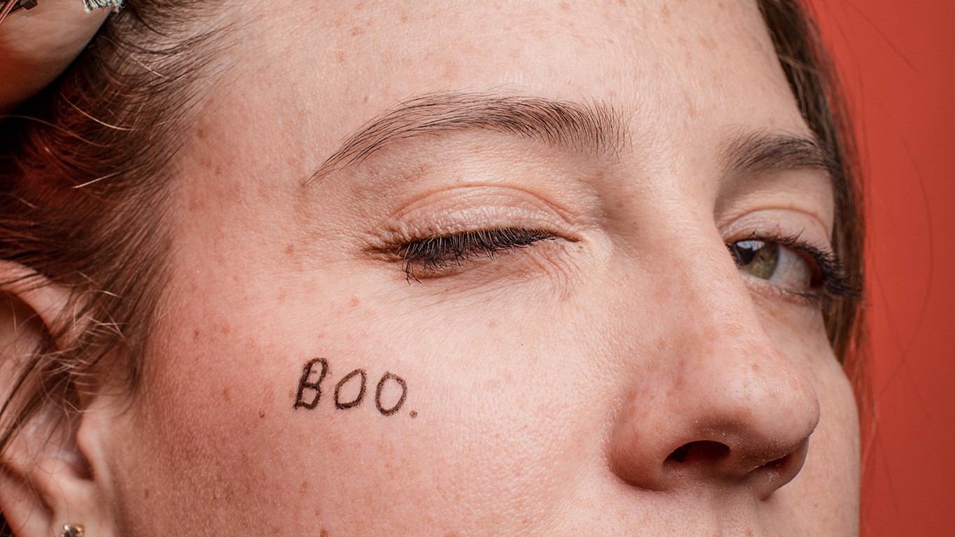Person with "boo" on their face