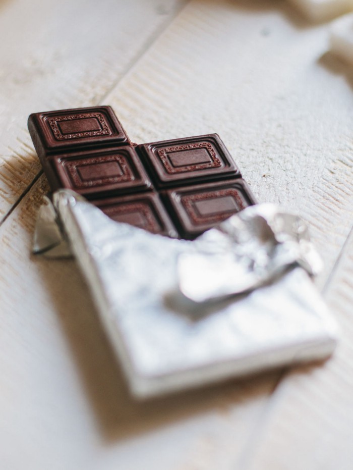 chocolate with open wrapper