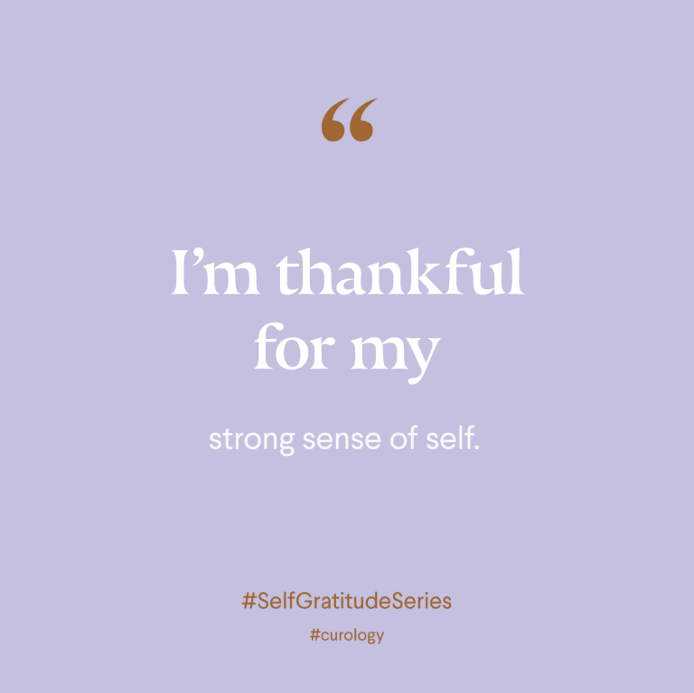 "I'm thanksful for my strong sense of self" graphic