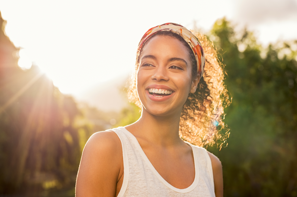 Portrait beautiful african american woman smiling