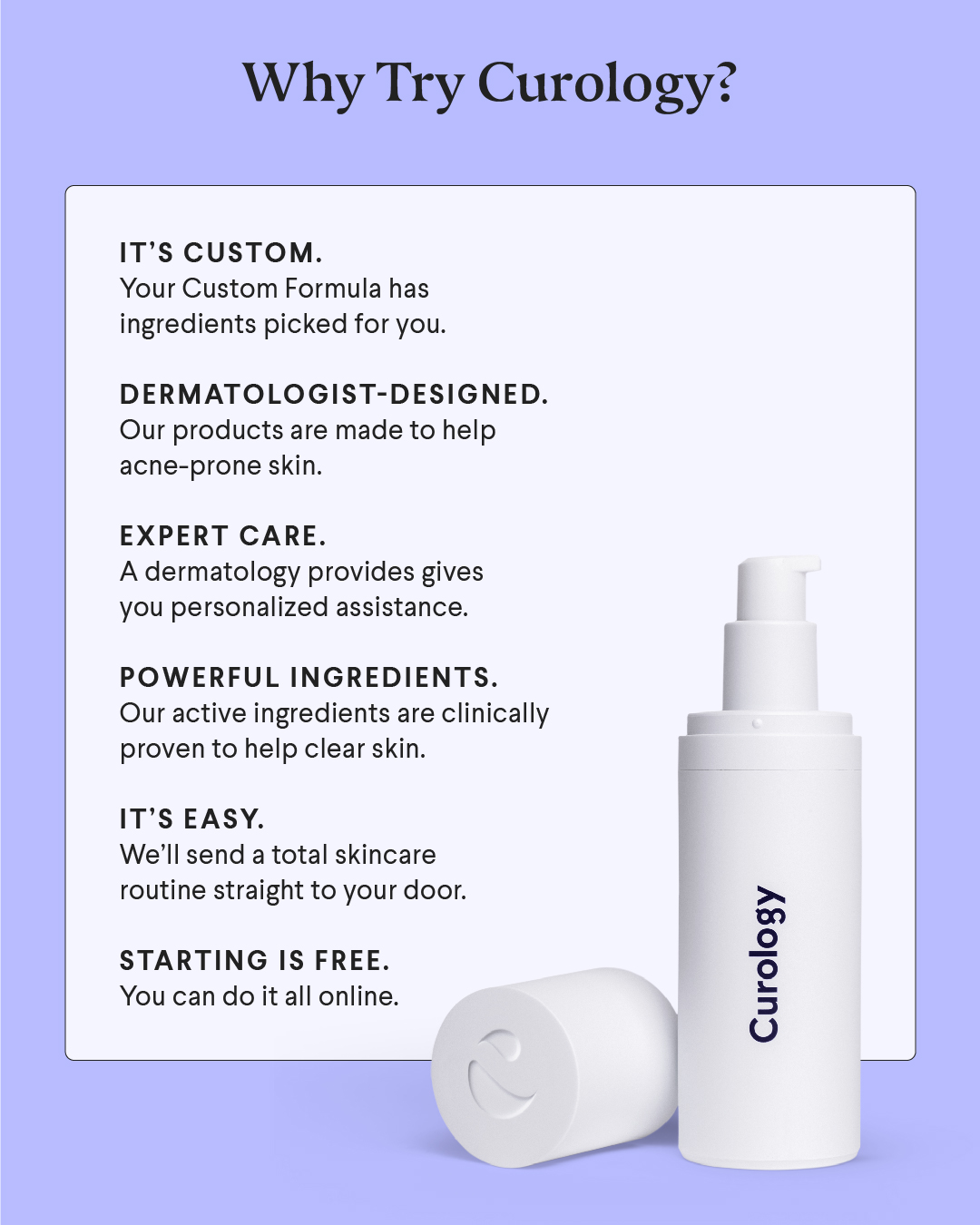 Infographic: Why try Curology? Six ways Curology helps clear acne 