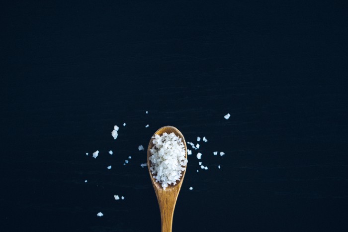Sea salt on spoon