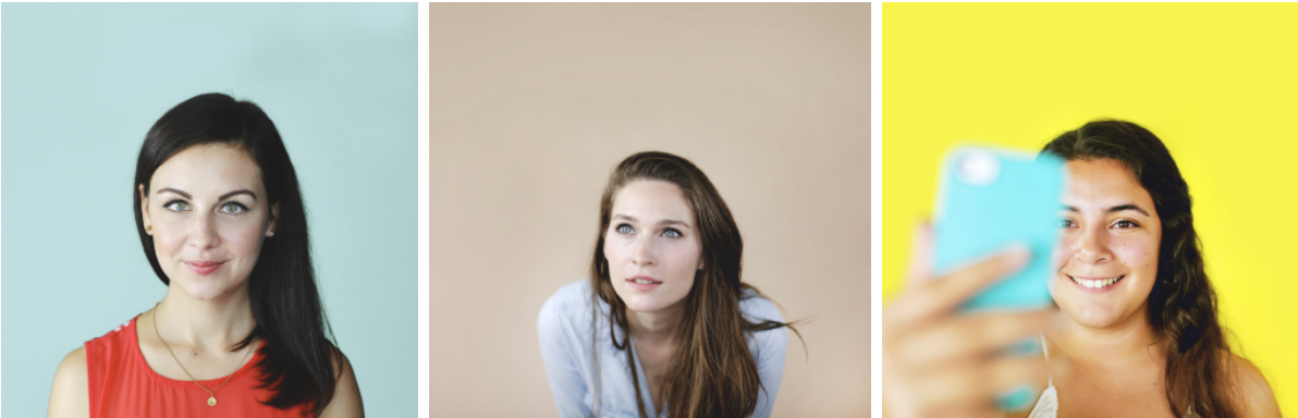 Three images of women in a row