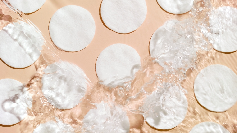 pured water over cotton pads