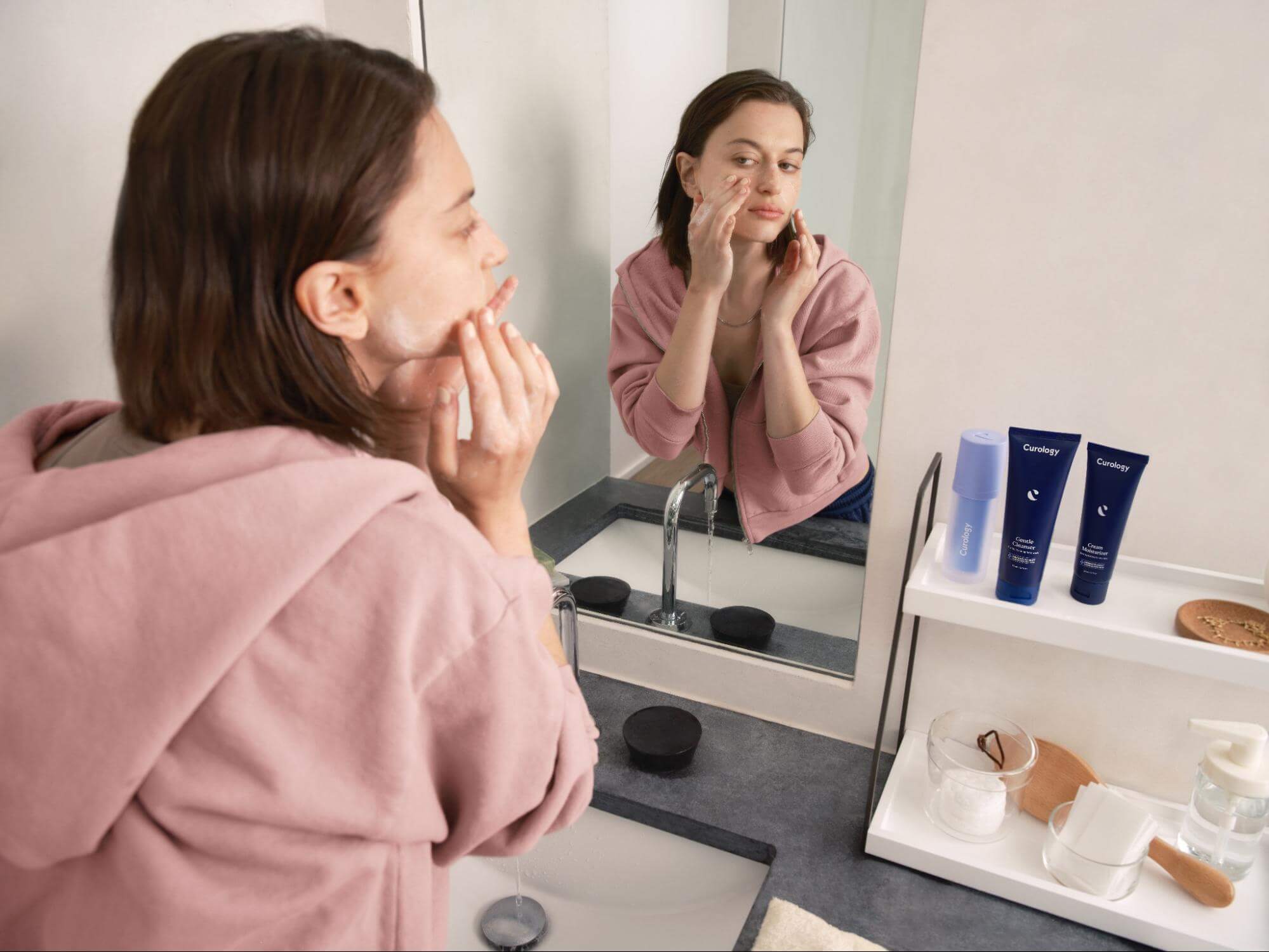 Woman Checking Out her Facial Skin