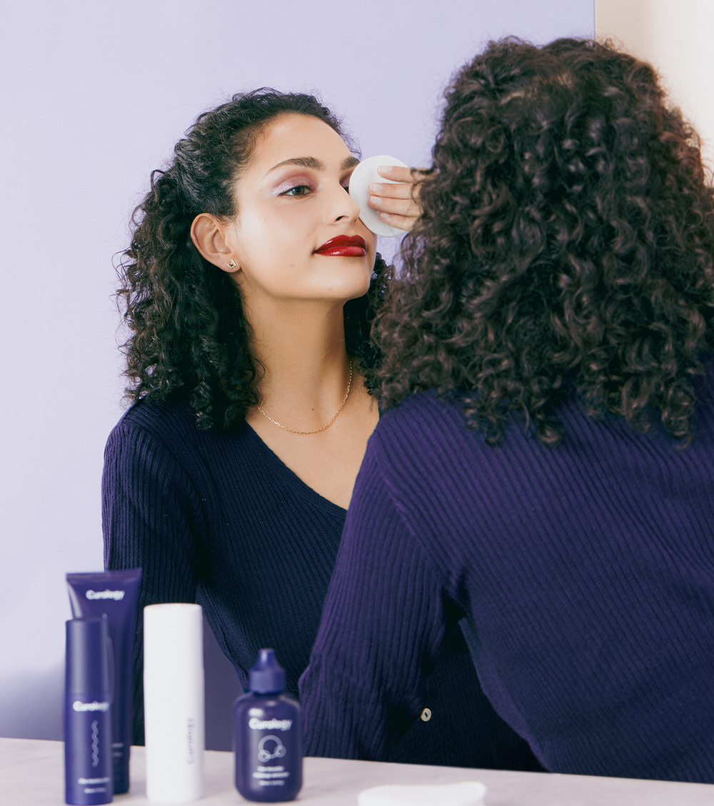 Image of woman-s skincare routine with Curology Micellar Makeup Remover