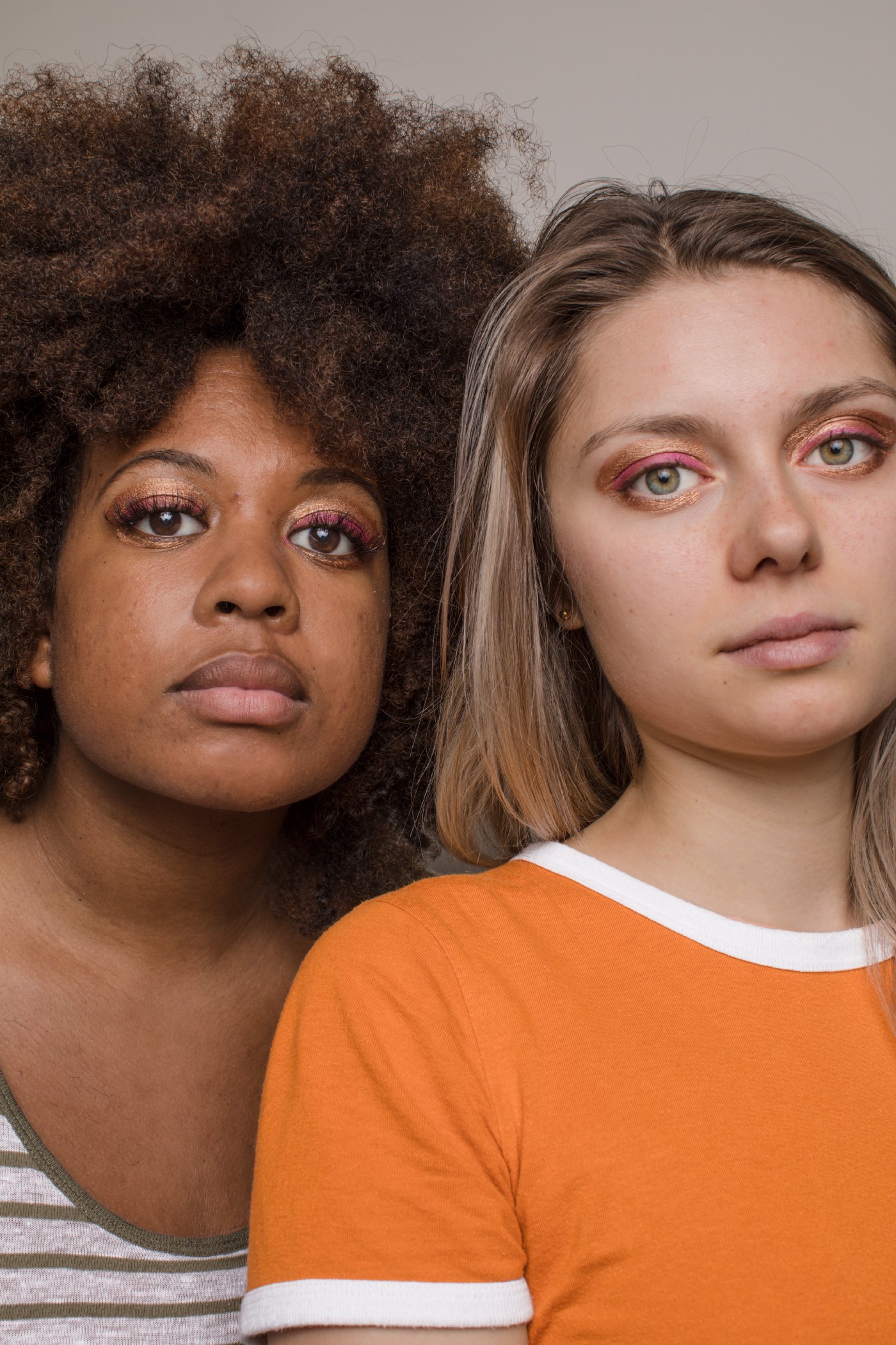 Closeup of women standing close together 