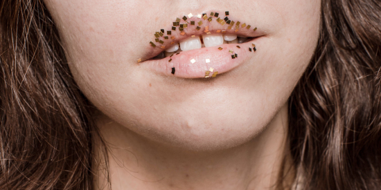 Closeup of lips with glitter