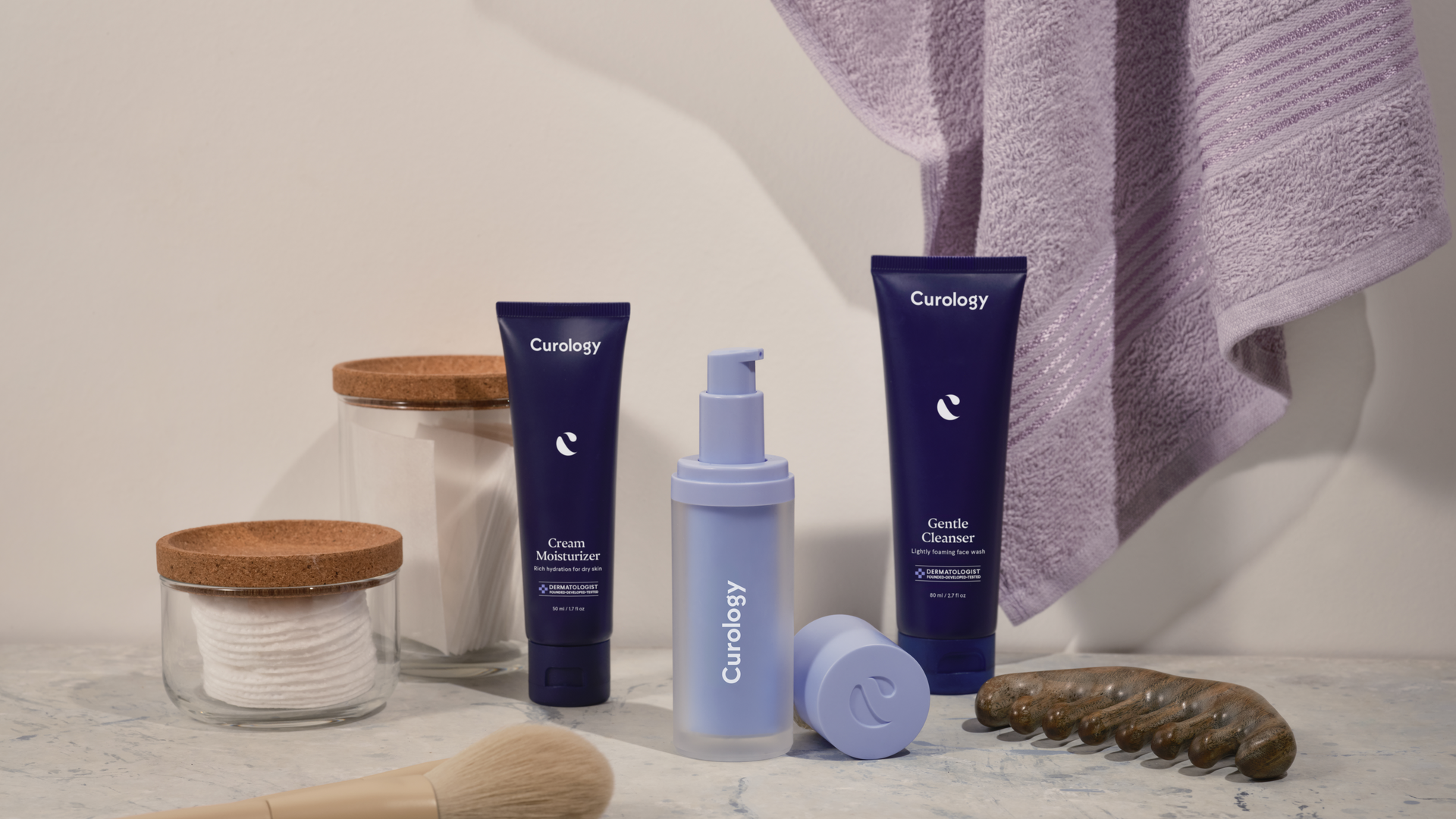 Curology 3-step skincare routine products