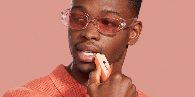 Man using Curology Lip Balm 