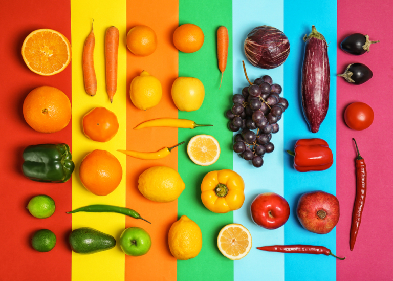 rainbow composition of fresh vegetables
