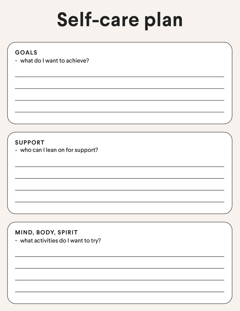 Free Self Care Routine Planning Worksheet for Adults 