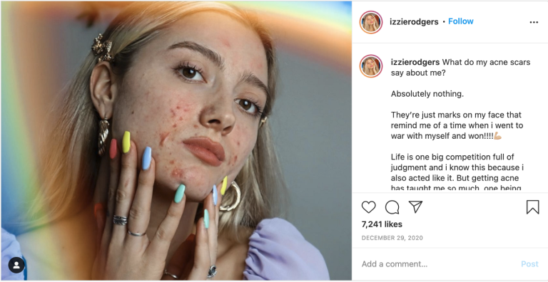 Instagram photo of woman with rainbow effect