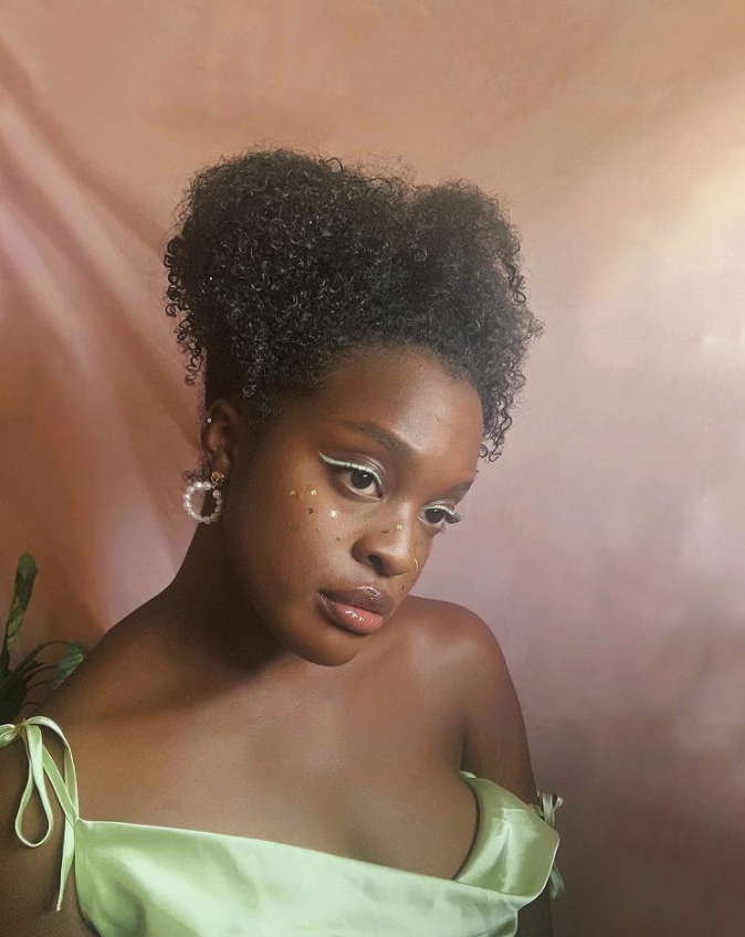 Woman wearing green dress