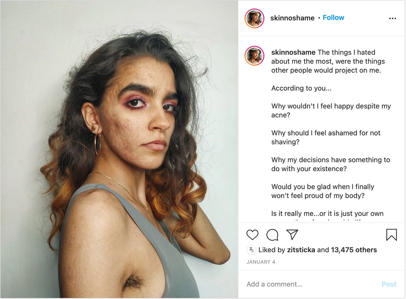 Instagram photo of person with pink eyeshadow