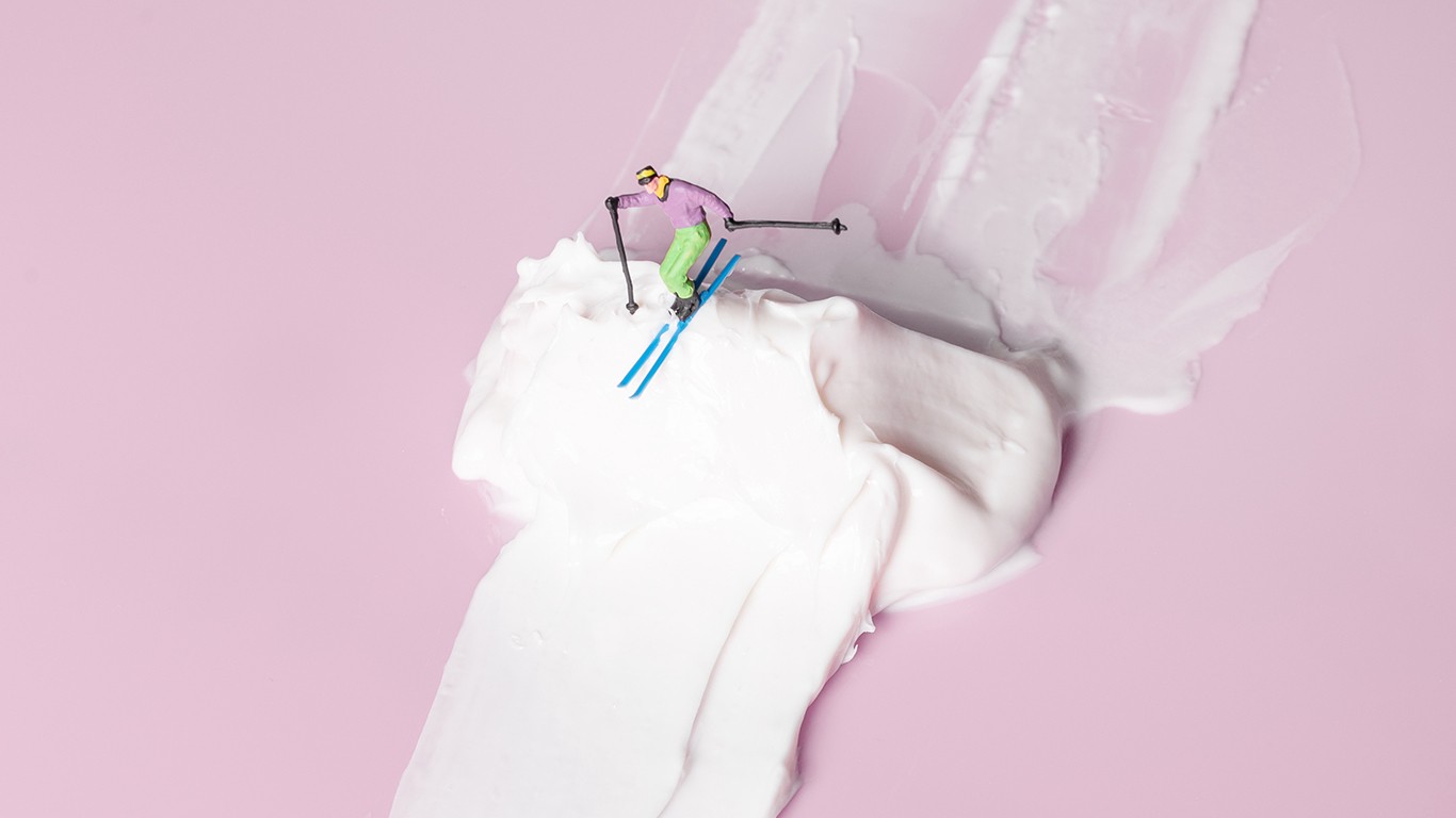 Skier skiing down skincare cream