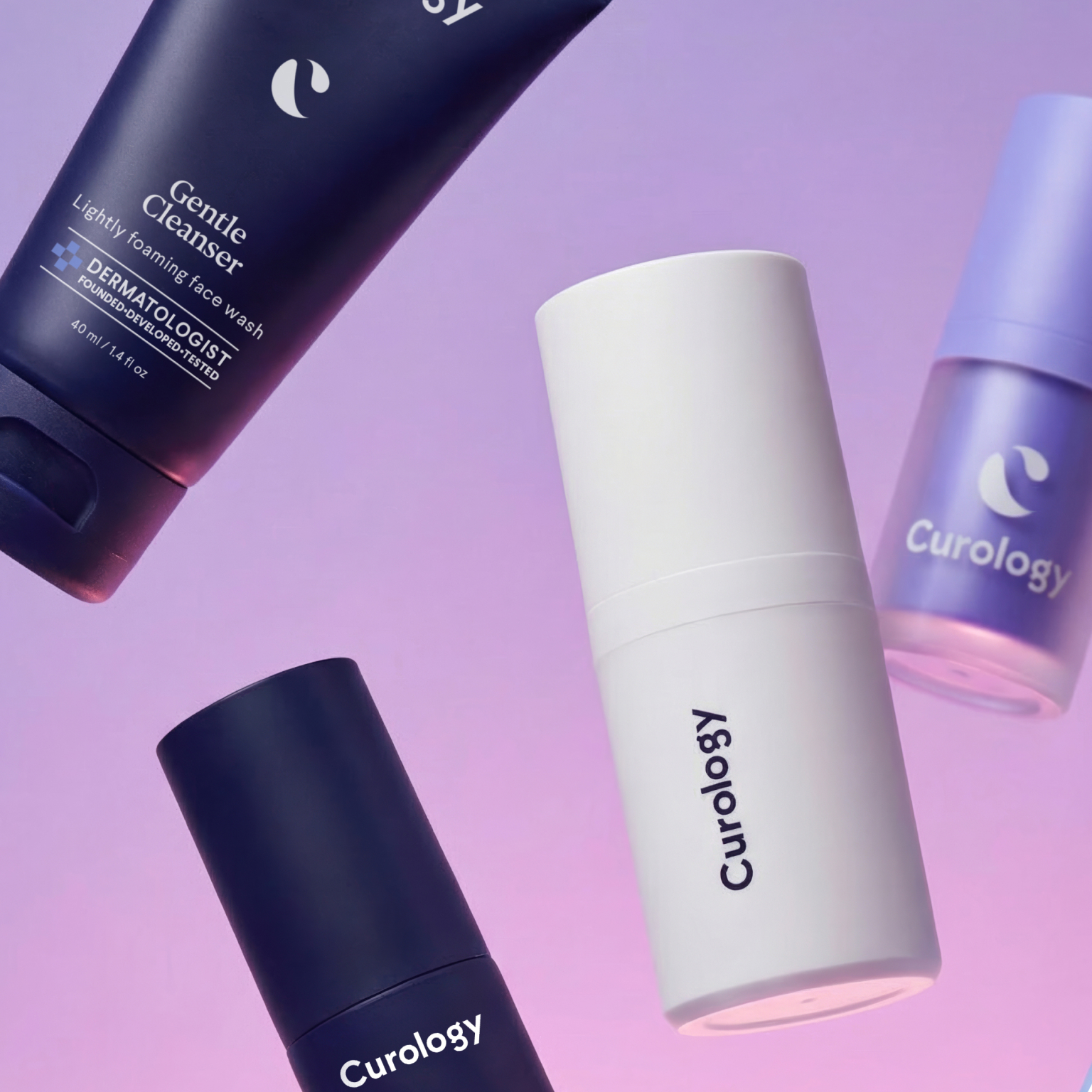 Curology Custom Formula Rx and DayPrime Rx bottles displayed together as a prescription acne treatment routine.