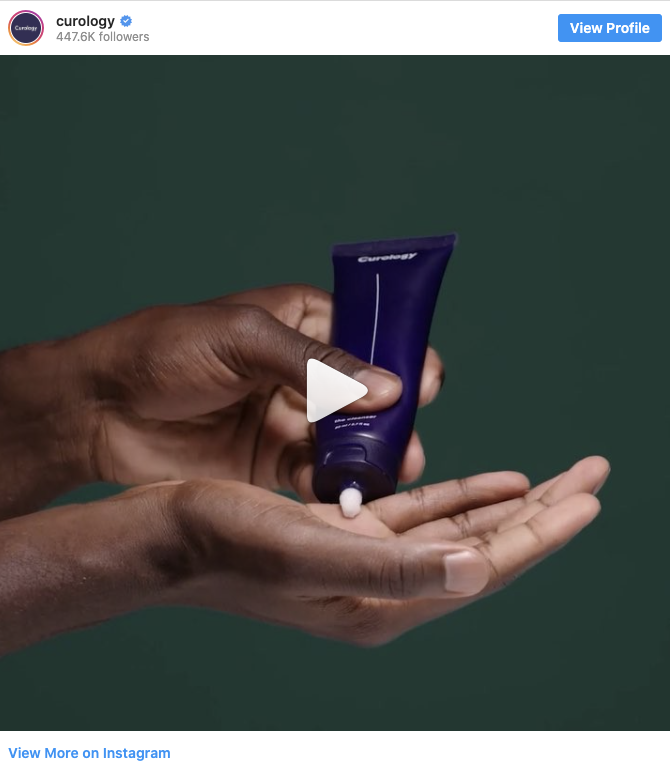 Instagram screenshot of Curology cleanser