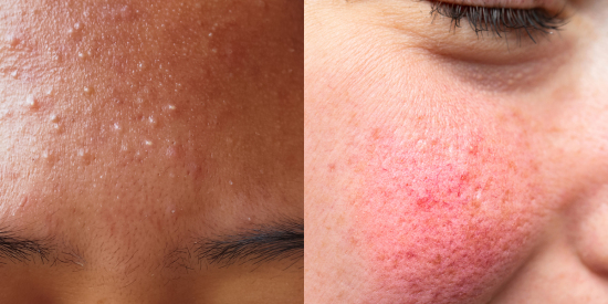 Acne or rosacea side by side comparison