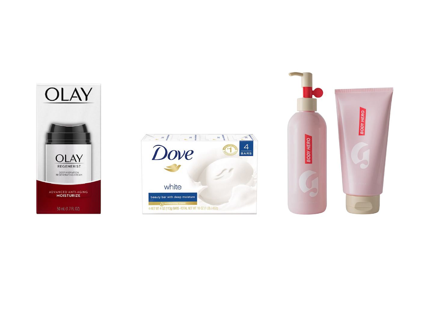 Olay Dove and Body Hero products