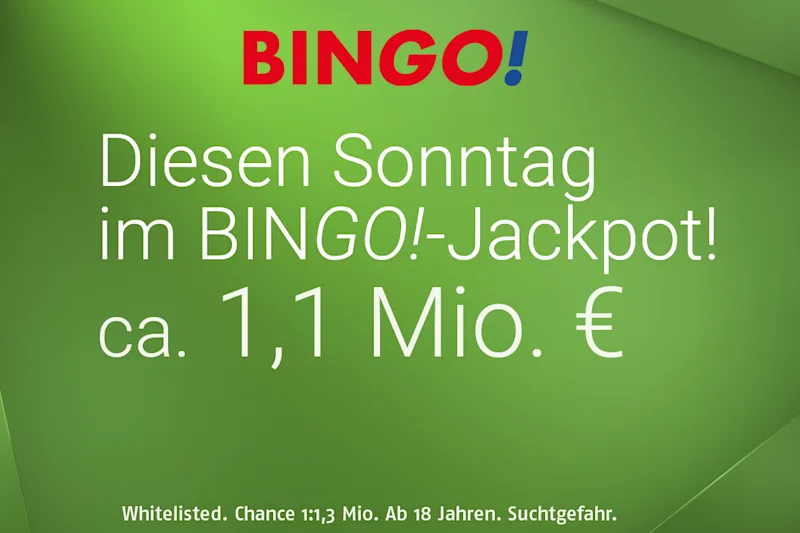 BIN<em>GO!</em>-Jackpot ca. 1,1 Mio.