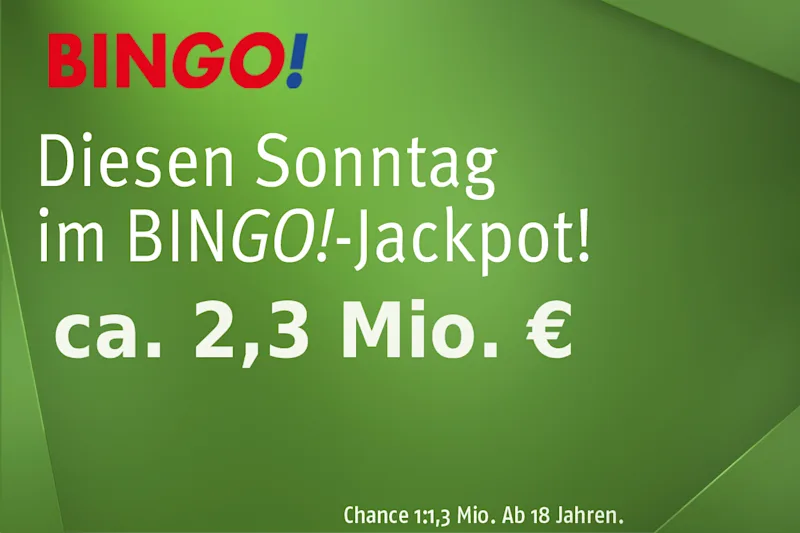 BIN<em>GO!</em>-Jackpot ca. 2,3 Mio. € am 31.08.2025