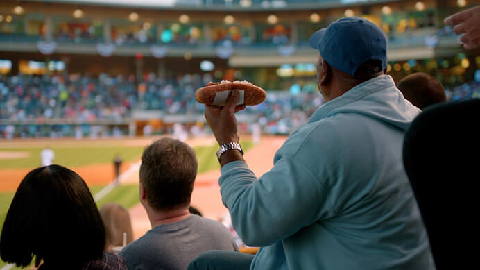 Man at baseball game