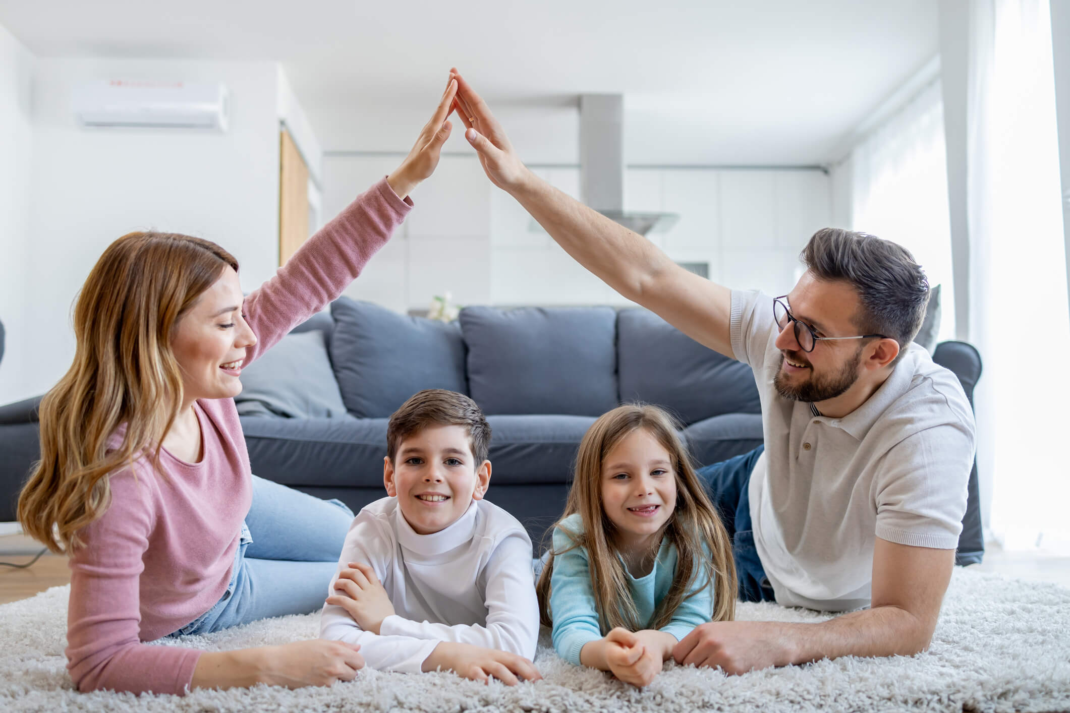 Family making a triangle shape