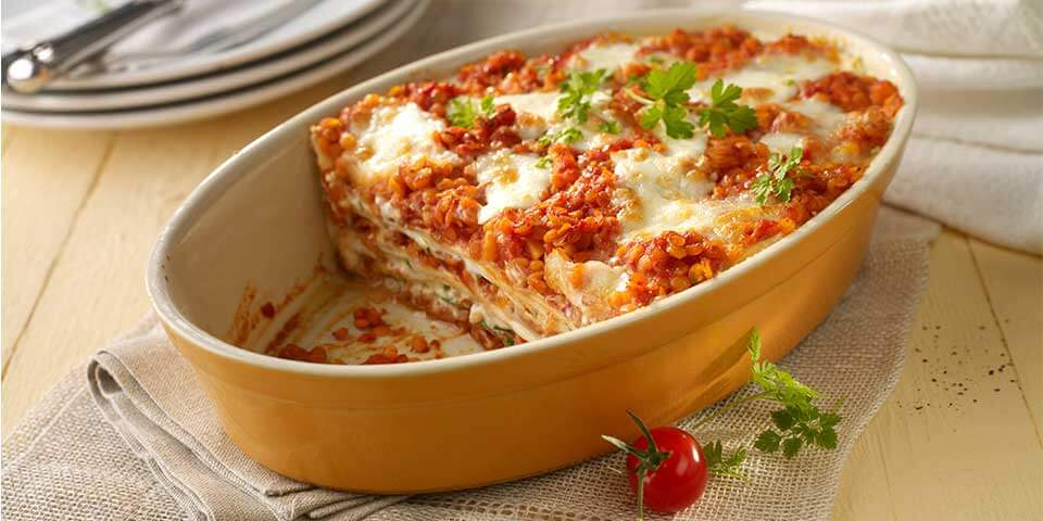 Lasagne mit Linsenbolognese