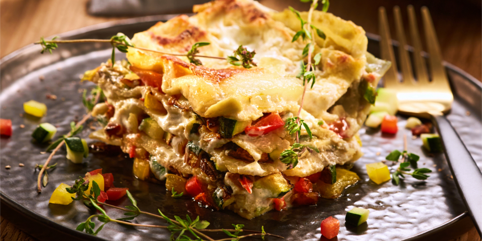 Gemüselasagne mit Ricotta und Mozzarella