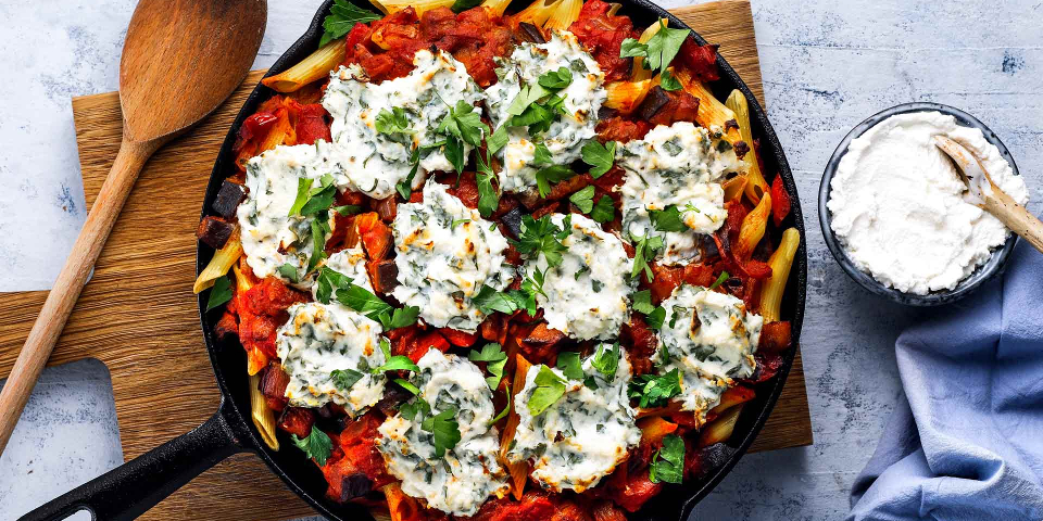 Pasta-Auflauf mit Aubergine & Ricotta
