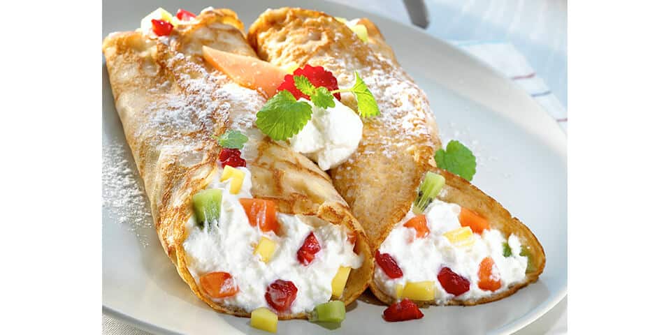 Gefüllte Fruchtcrêpes