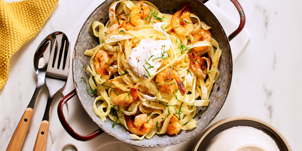 Ricotta Tagliatelle mit Garnelen