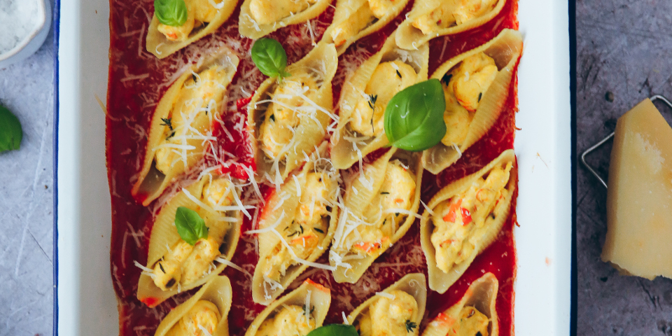 Muschelnudeln mit Kürbis-Ricottafüllung