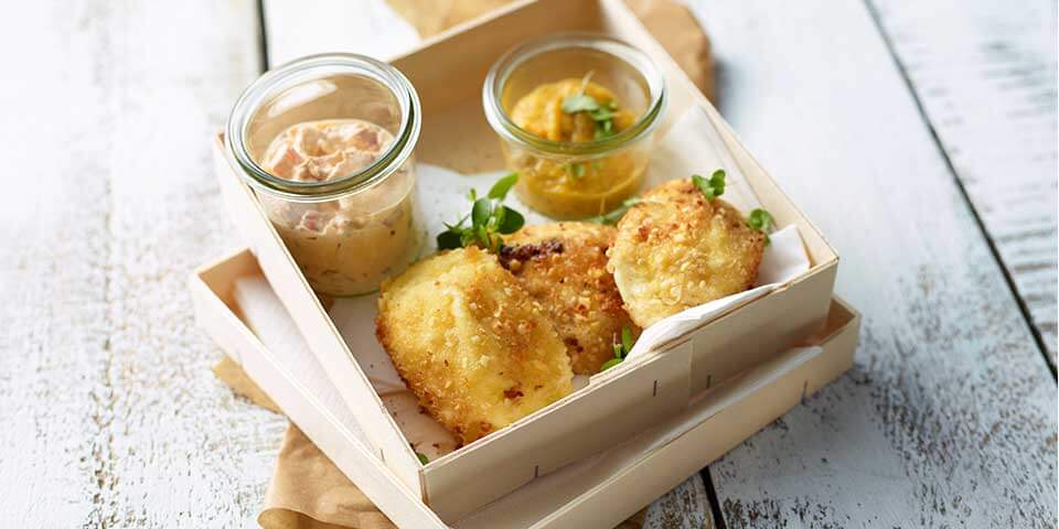 Knusper Mozzarella mit 2erlei Dip