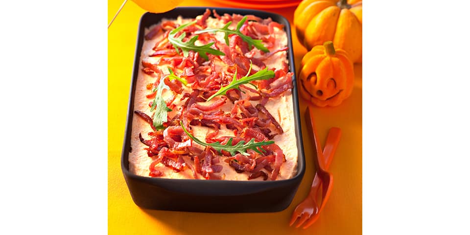 Halloween-Tiramisu mit Kürbis und Speck
