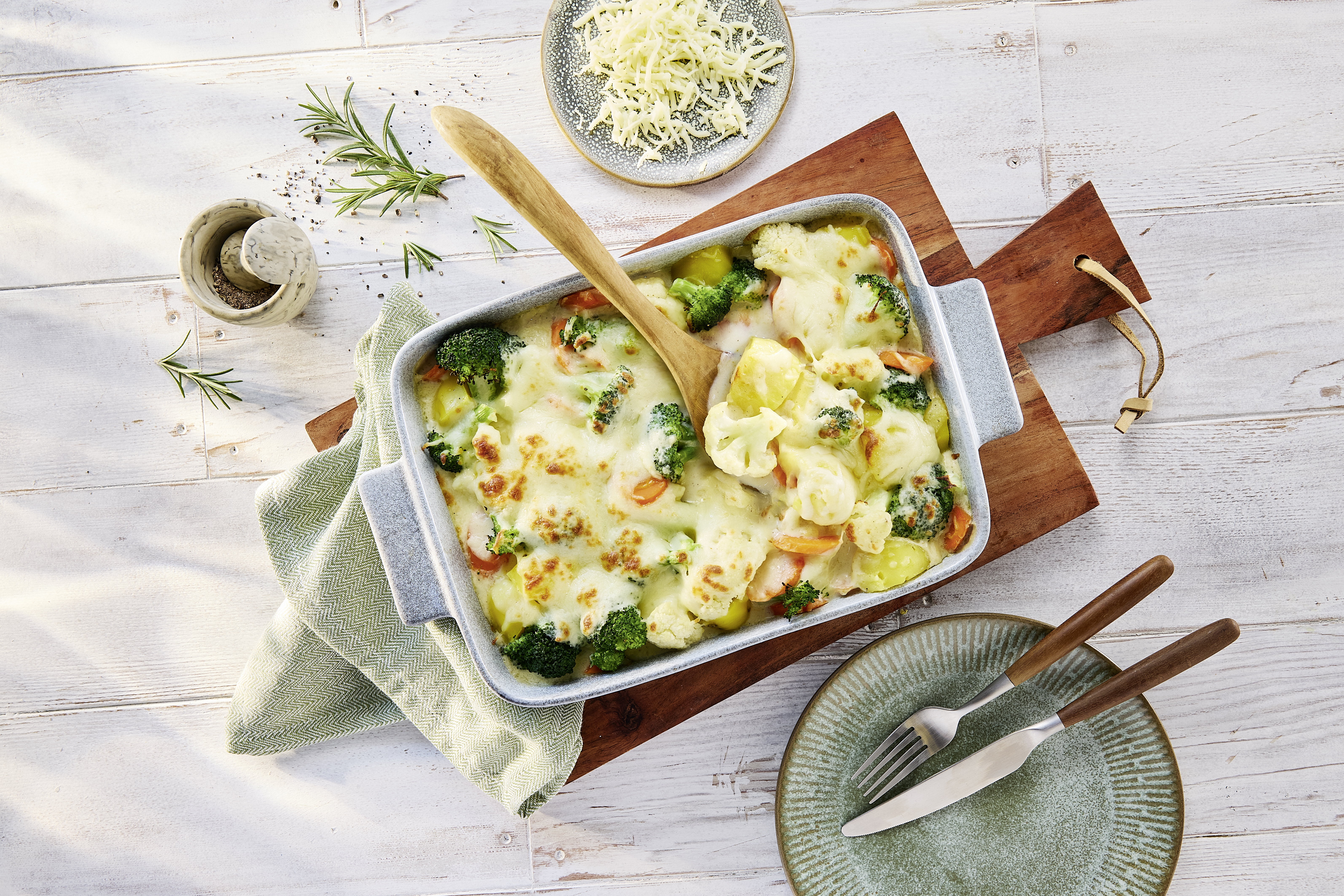 Cremiger Kartoffel-Gemüse-Auflauf mit Fior di Latte