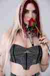 Lucille Croft with rose