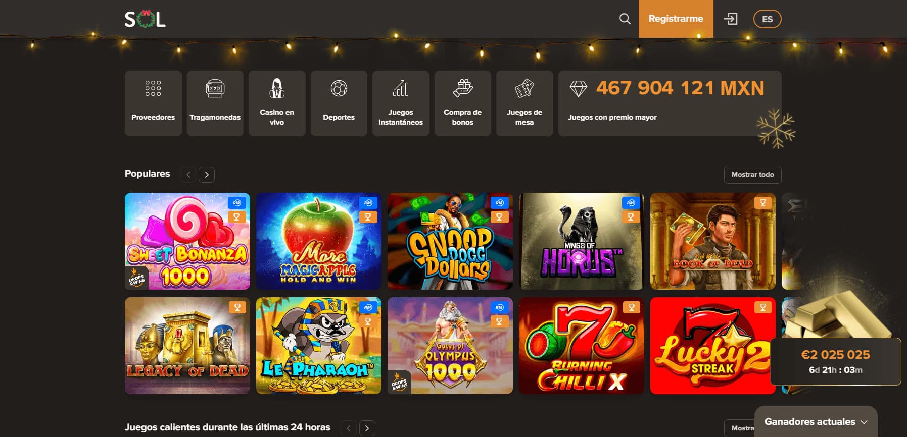 Sol Casino Catálogo de Juegos