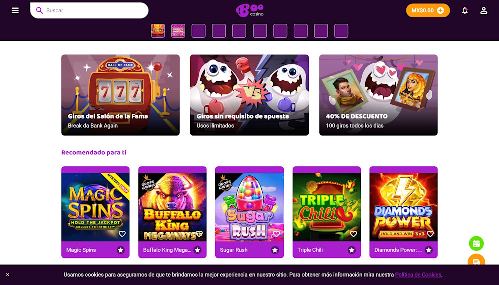 Boo Casino Homepage