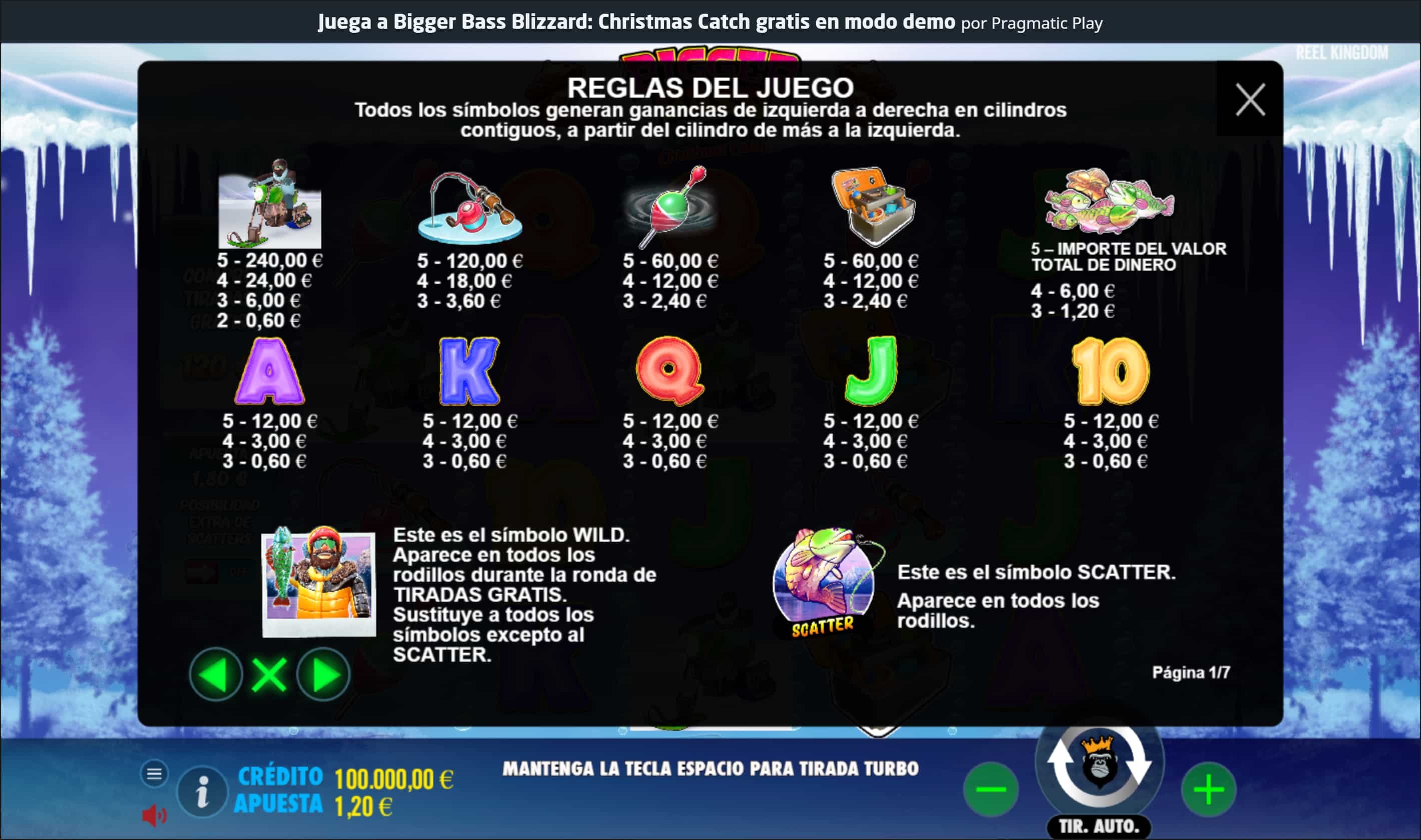 Bigger Bass Blizzard: Christmas Catch Tabla de pagos