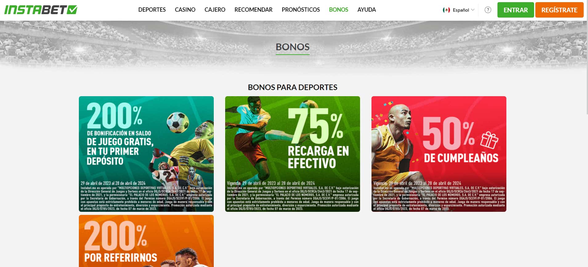 Instabet Bonos y promociones