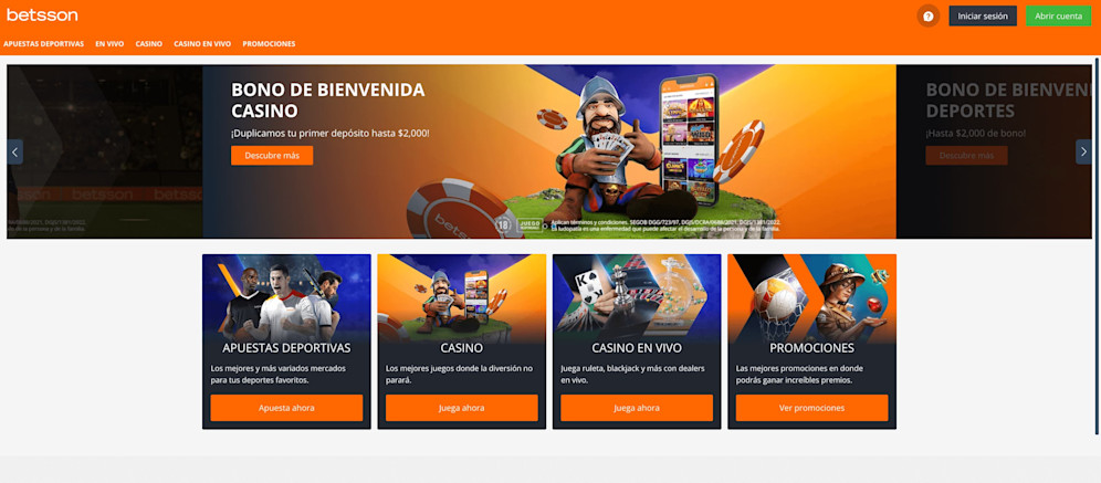 Betsson Casino Homepage